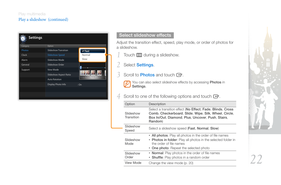 Fect for a slideshow (p. 22) | Samsung LP10WSLSB/ZA User Manual | Page 22 / 49