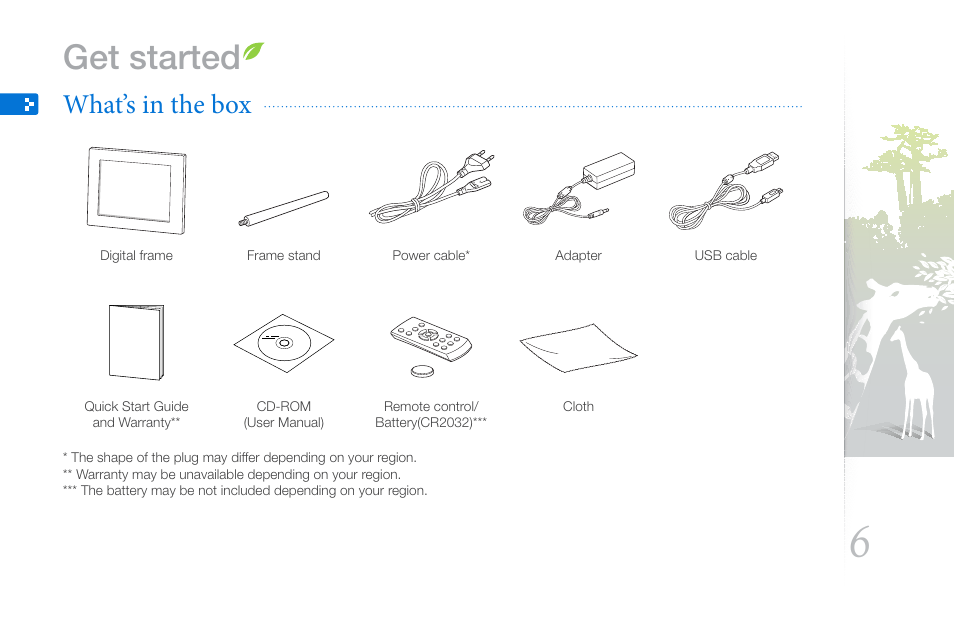 Get started, What’s in the box | Samsung LP10WSLSB/ZA User Manual | Page 6 / 49