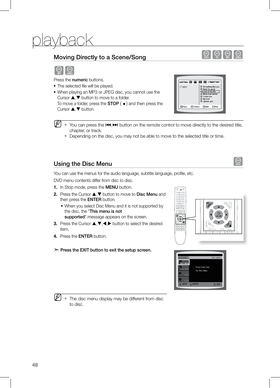 Playback, Dbag ag | Samsung HT-TZ525 User Manual | Page 48 / 78