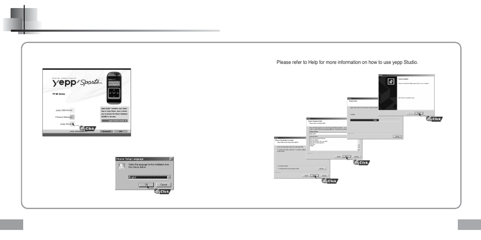 Installing yepp studio | Samsung YEPP Sports YP-60H User Manual | Page 13 / 34