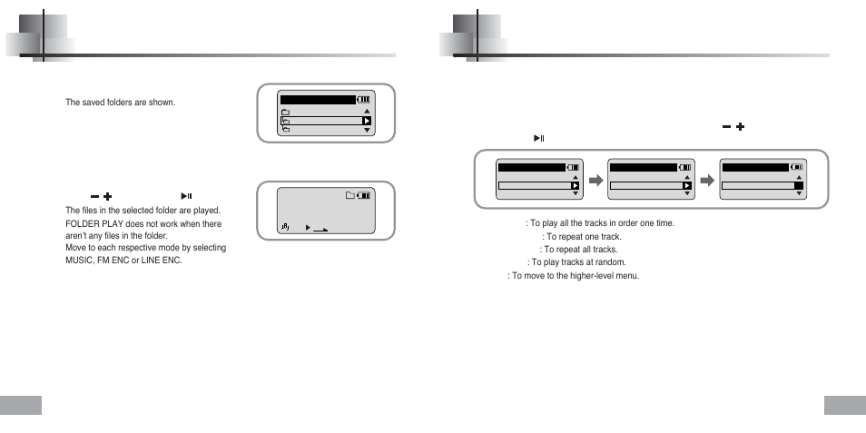 Playing folders, Selecting the play mode, Setting sound effects | Track 1 | Samsung YEPP Sports YP-60H User Manual | Page 23 / 34