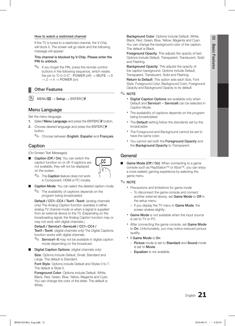 Tools | Samsung 540 User Manual | Page 21 / 41
