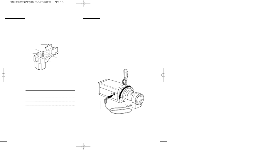 Connecting auto iris lens connector, Mounting the lens | Samsung SBC-331AP User Manual | Page 5 / 14
