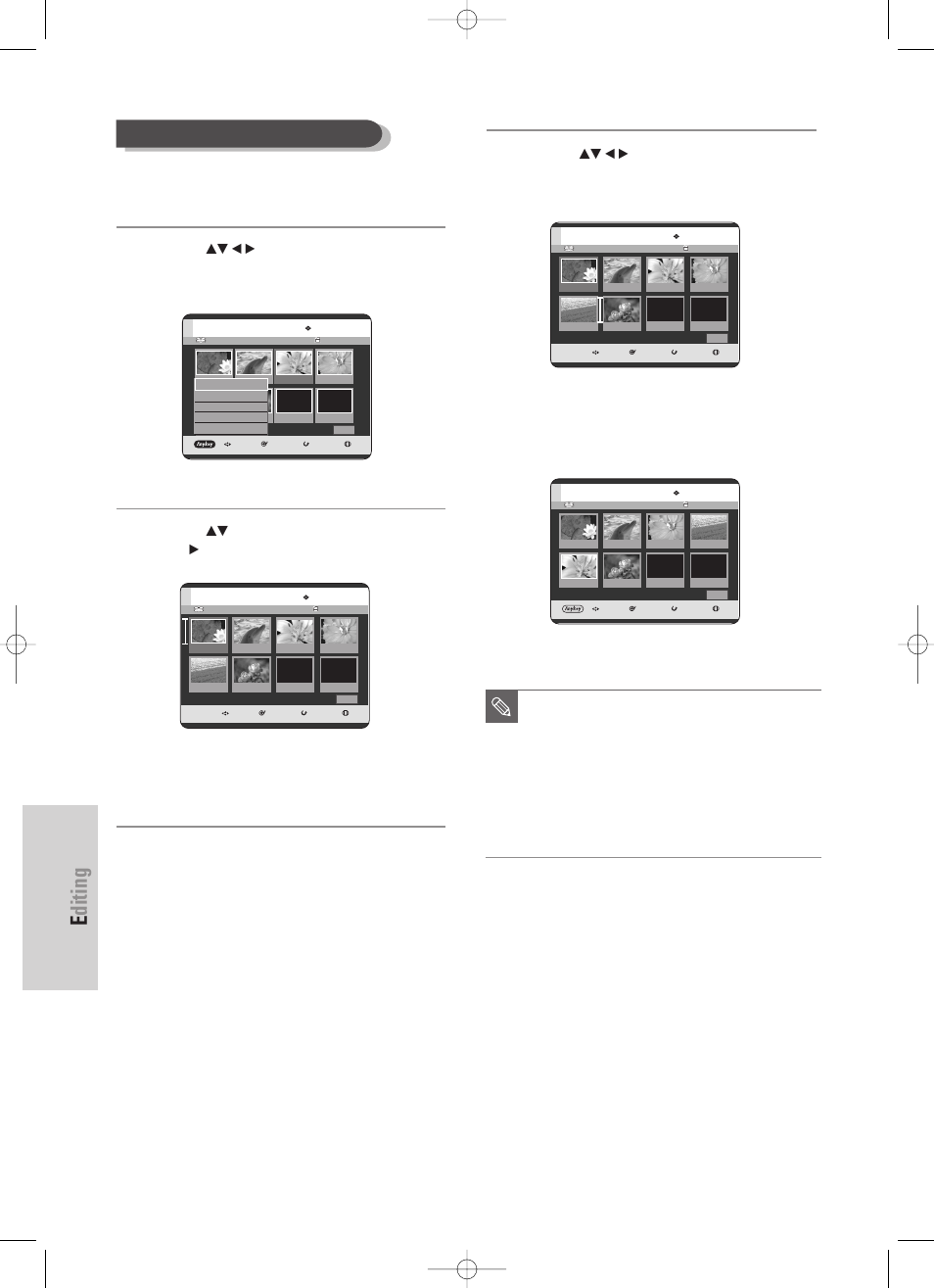 Editing, 108 - english, Moving a scene (changing the position of a scene) | Samsung DVD-HR725 User Manual | Page 108 / 135