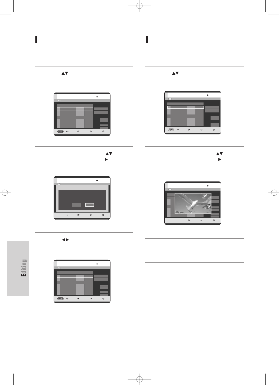 Deleting an undesired title from the copy list, Previewing a selected title from the copy list, Editing | 116 - english, Ok or, Press the return button to exit the preview mode | Samsung DVD-HR725 User Manual | Page 116 / 135