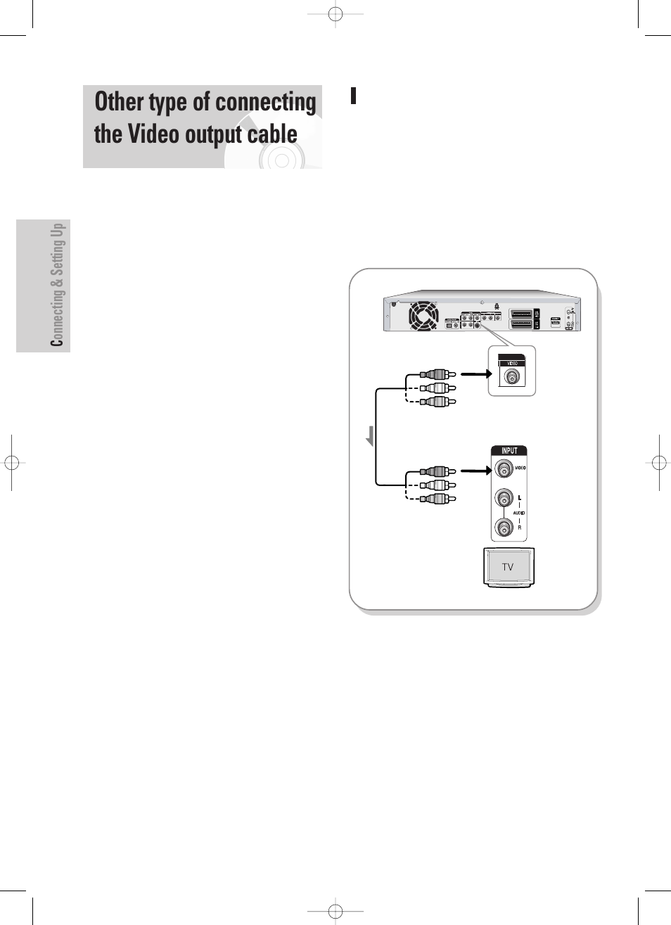 Other type of connecting the video output cable, Connecting & setting up, 20 - english | Samsung DVD-HR725 User Manual | Page 20 / 135