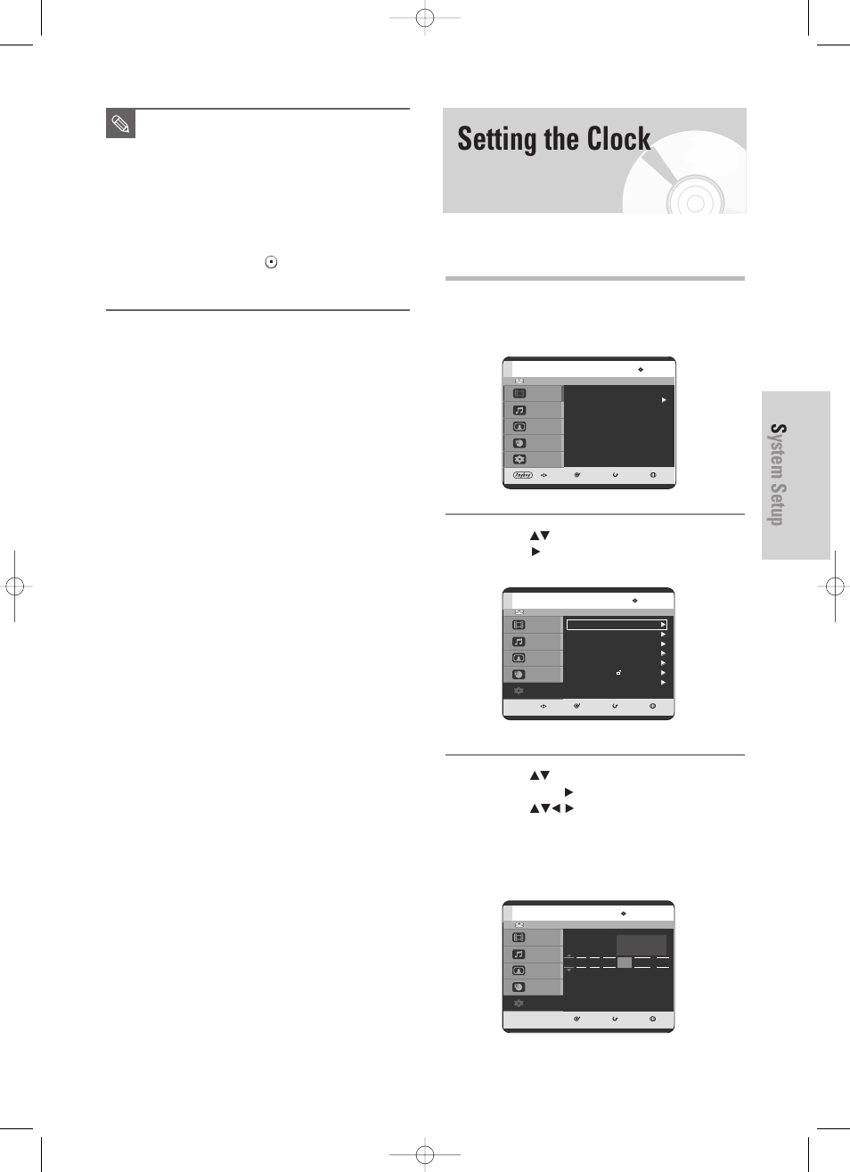 Setting the clock, System setup, English - 27 | Samsung DVD-HR725 User Manual | Page 27 / 135
