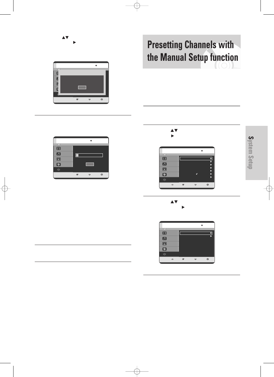 Presetting channels with the manual setup function, System setup, English - 29 | Samsung DVD-HR725 User Manual | Page 29 / 135