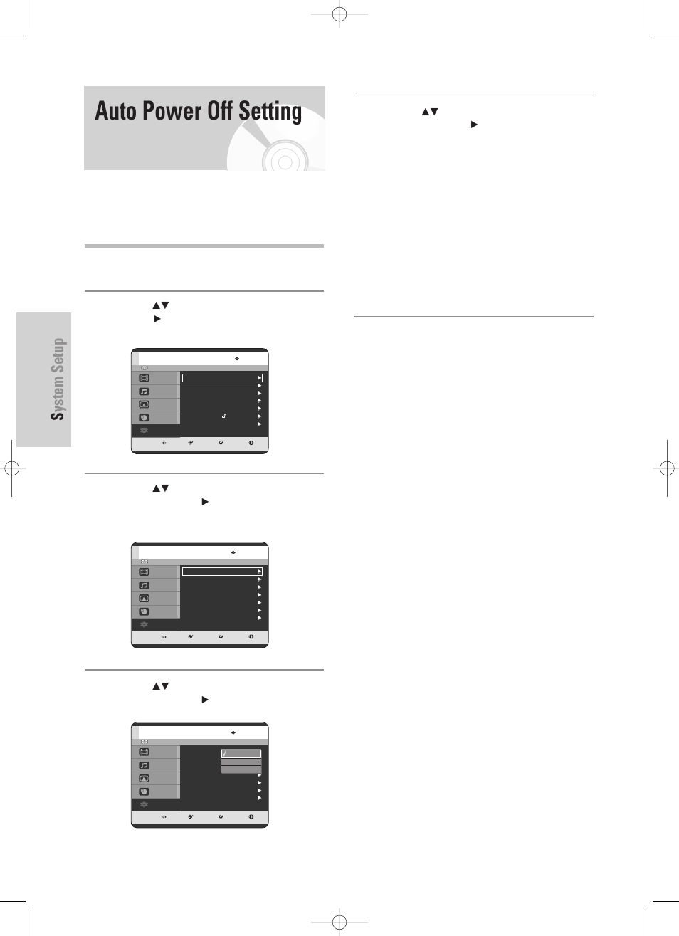 Auto power off setting, System setup, 32 - english | With the unit in stop mode, press the menu button | Samsung DVD-HR725 User Manual | Page 32 / 135