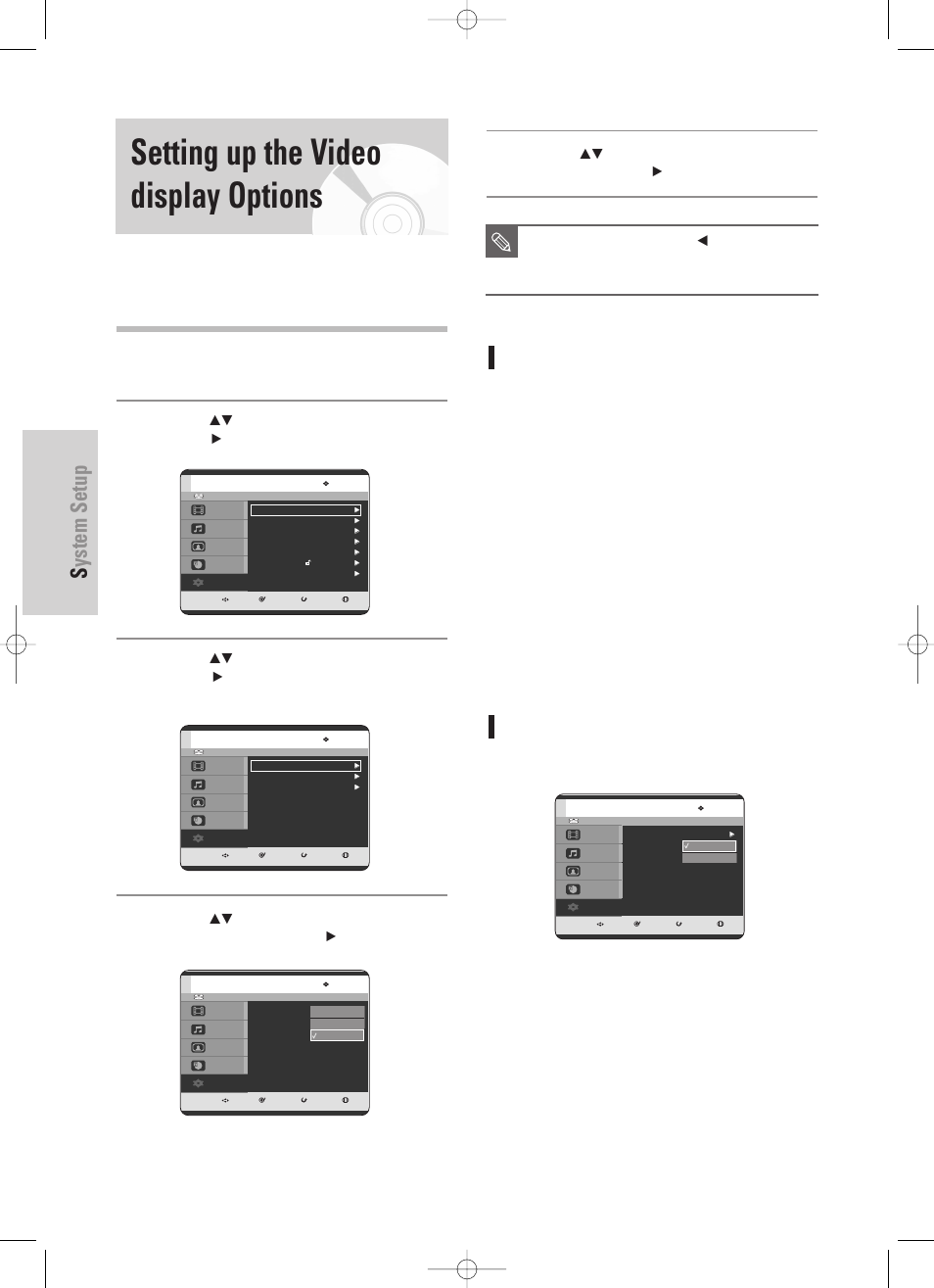 Setting up the video display options, System setup, 40 - english | Tv aspect, With the unit in stop mode, press the menu button | Samsung DVD-HR725 User Manual | Page 40 / 135