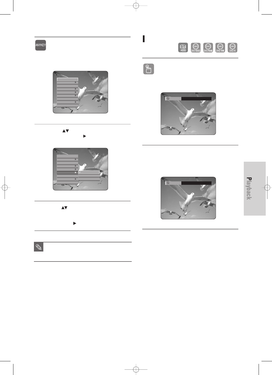 Playback, English - 63, Repeat a-b | Using the anykey button, Using the repeat a-b button | Samsung DVD-HR725 User Manual | Page 63 / 135