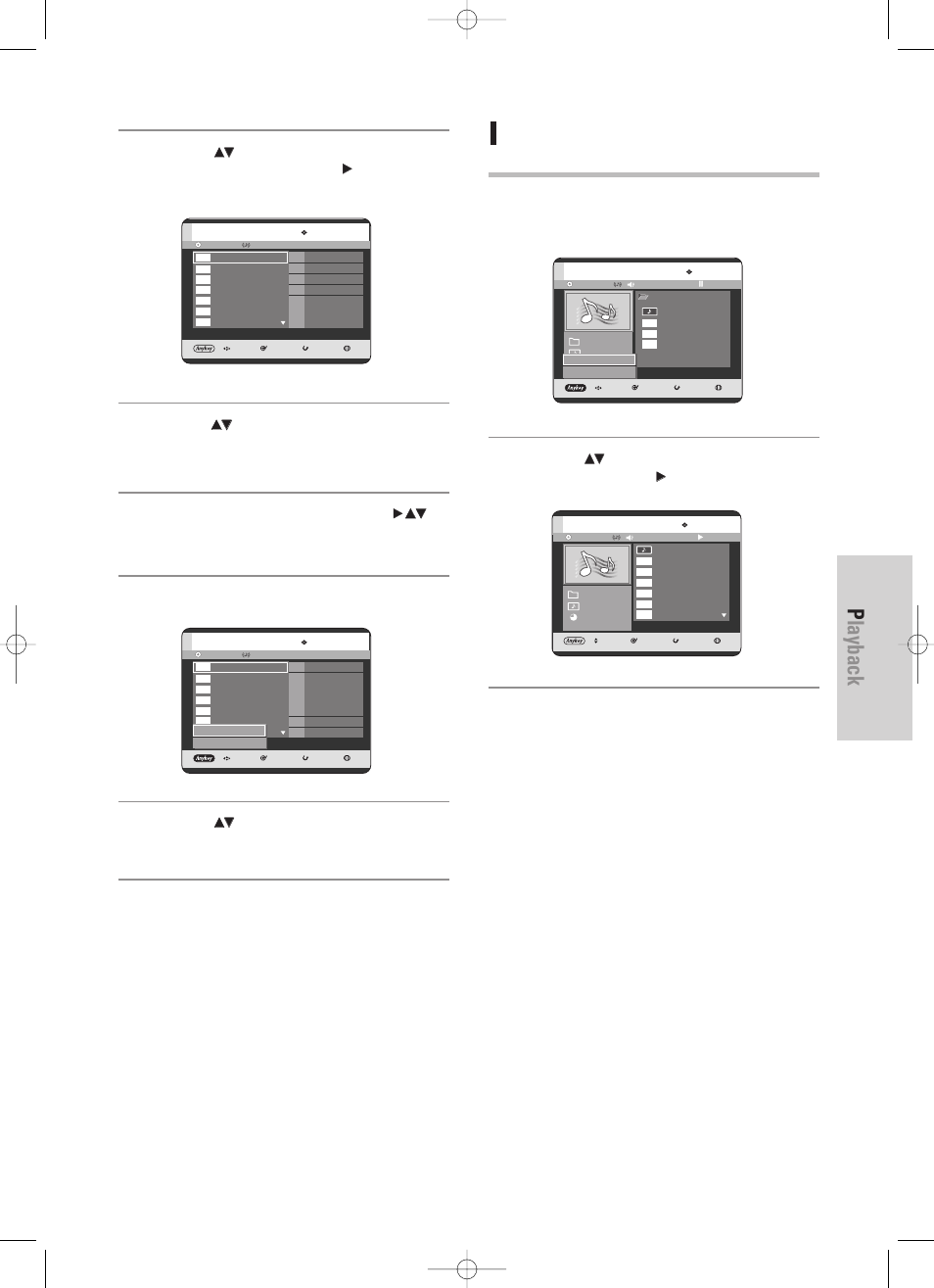 Playback, English - 71, Go to music list | Press the, Button, If you playlisted a wrong track, press the | Samsung DVD-HR725 User Manual | Page 71 / 135