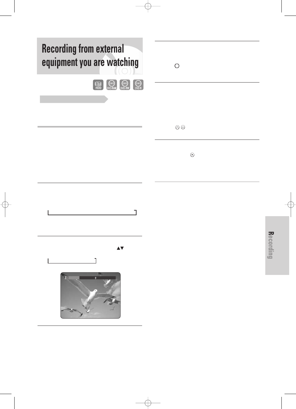 Recording from external equipment you are watching, Recording, English - 81 | Samsung DVD-HR725 User Manual | Page 81 / 135