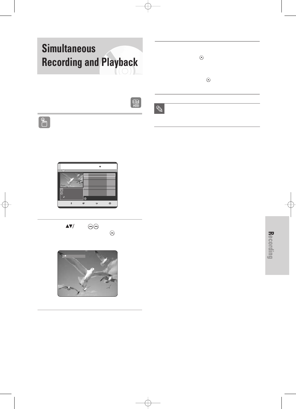 Simultaneous recording and playback, Recording, English - 85 | Using the title list button | Samsung DVD-HR725 User Manual | Page 85 / 135