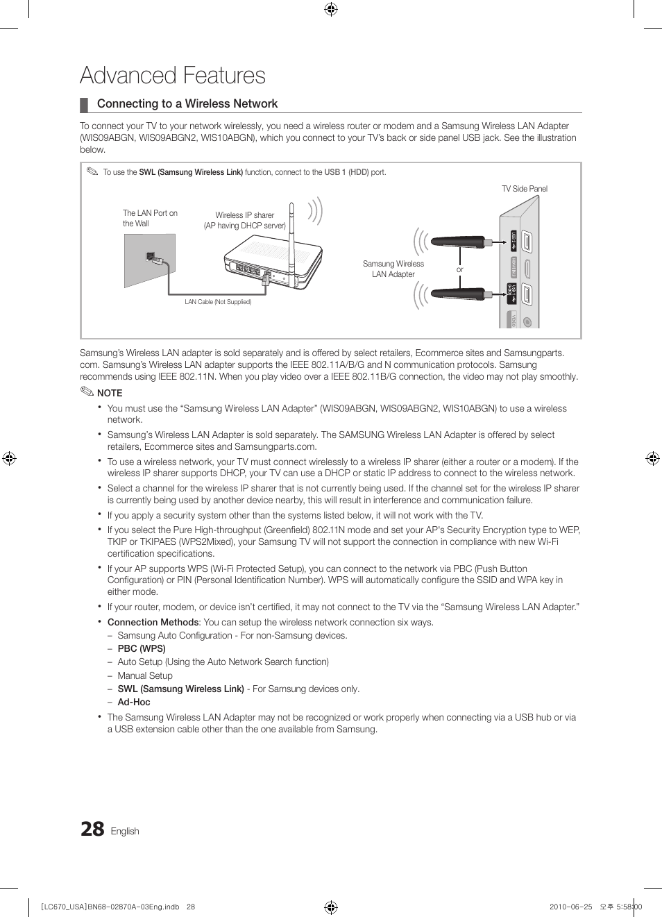 Advanced features | Samsung 670 User Manual | Page 28 / 60