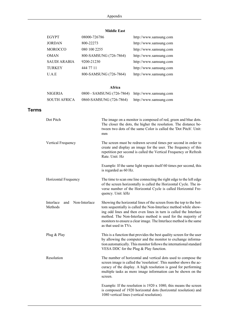 Terms | Samsung 400TS-3 User Manual | Page 165 / 167