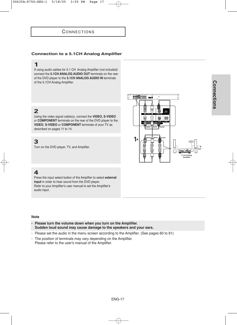 Connections | Samsung DVD-P750 User Manual | Page 17 / 76