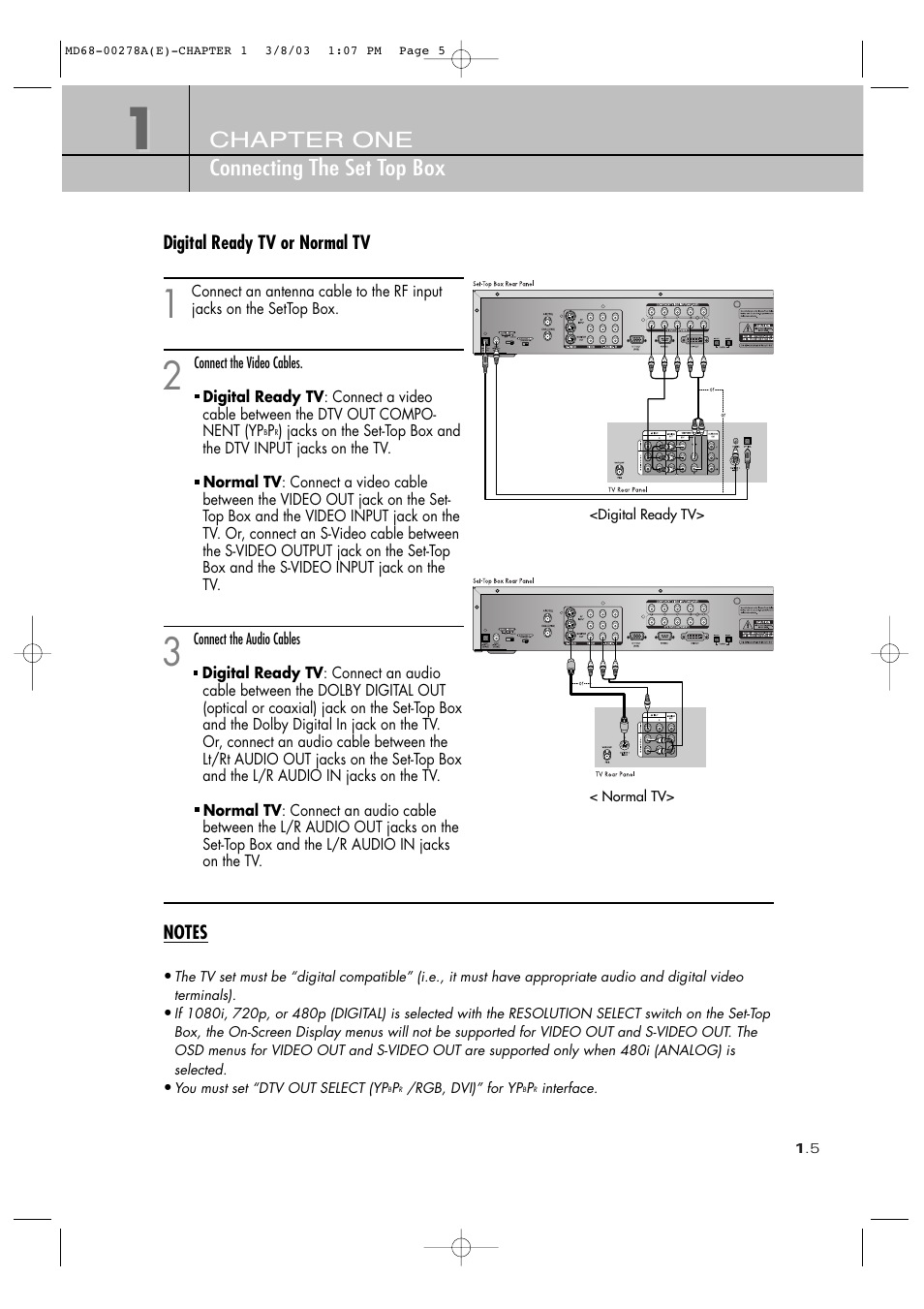 Chapter one connecting the set top box | Samsung SIR-T165 User Manual | Page 15 / 63