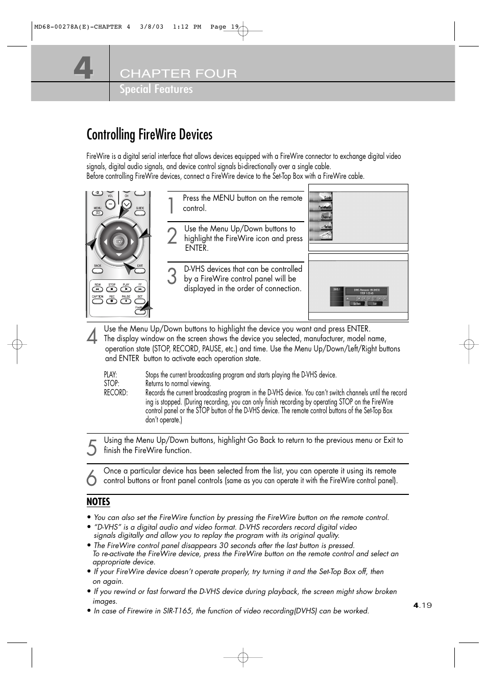 Controlling firewire devices | Samsung SIR-T165 User Manual | Page 53 / 63
