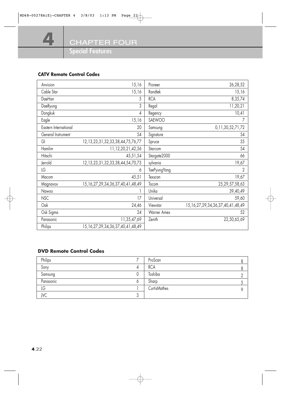 Chapter four special features | Samsung SIR-T165 User Manual | Page 56 / 63