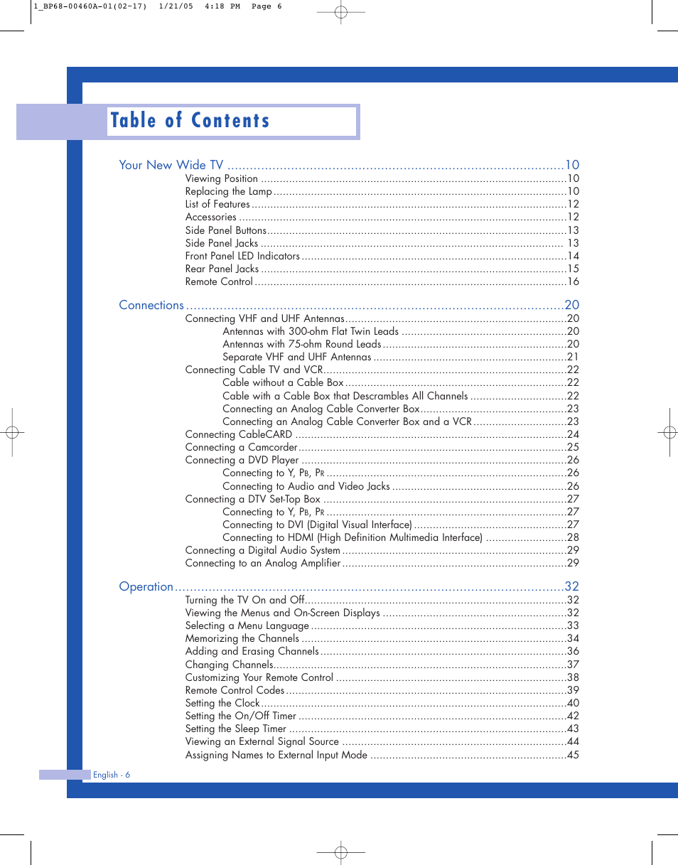 Samsung HL-R4677W User Manual | Page 6 / 104