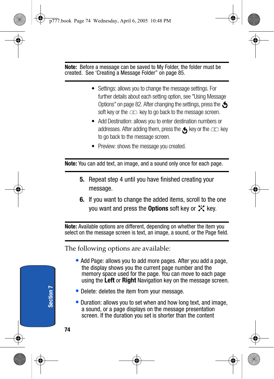 Samsung P O R T A B L E T R I - M O D E T E L E P H O N E SGH-P777 User Manual | Page 78 / 205