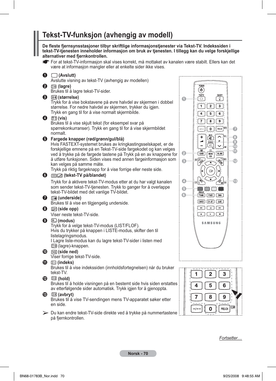 Tekst-tv-funksjon (avhengig av modell) | Samsung BN68-01783B-00 User Manual | Page 227 / 389