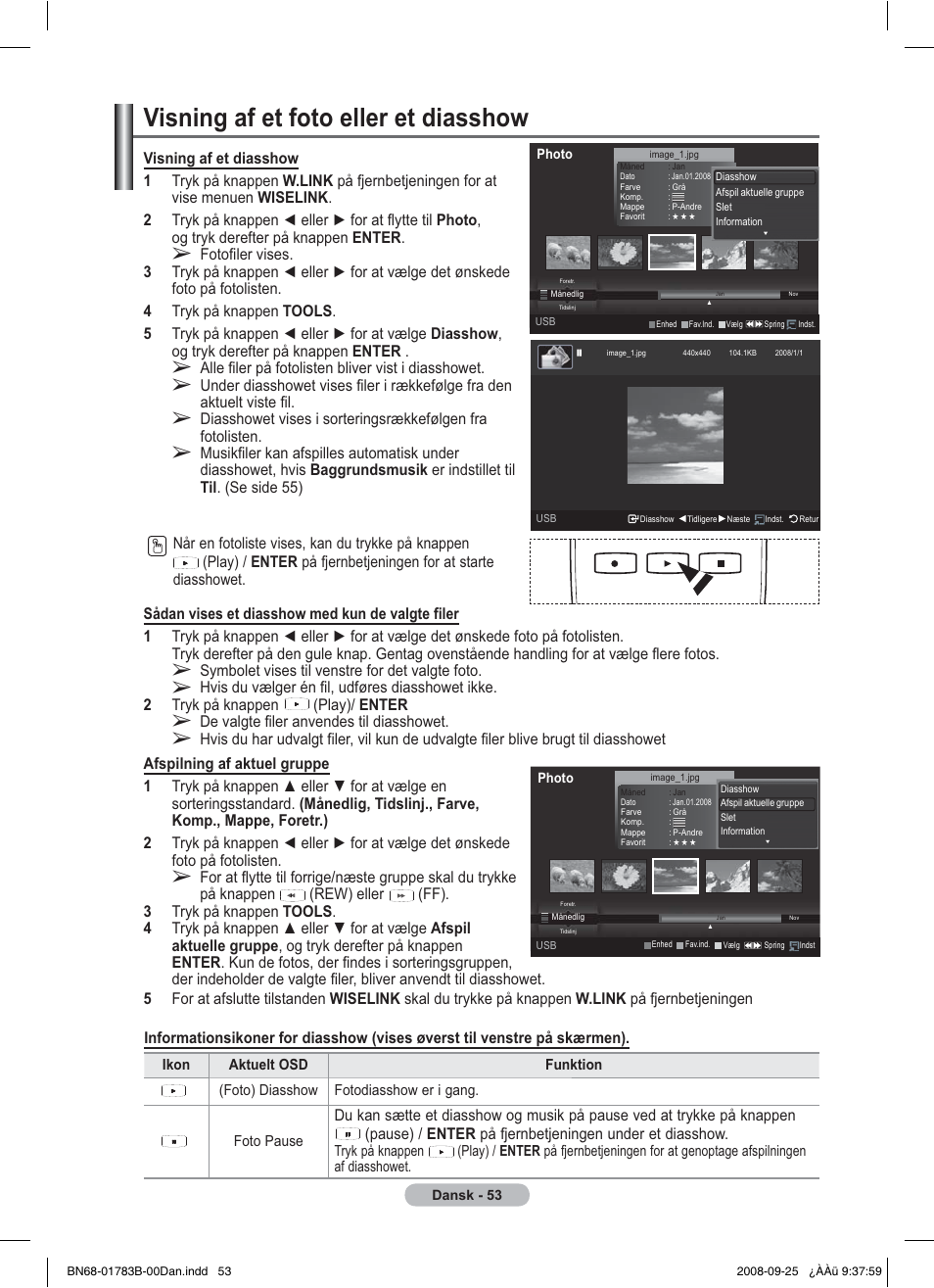 Visning af et foto eller et diasshow | Samsung BN68-01783B-00 User Manual | Page 287 / 389