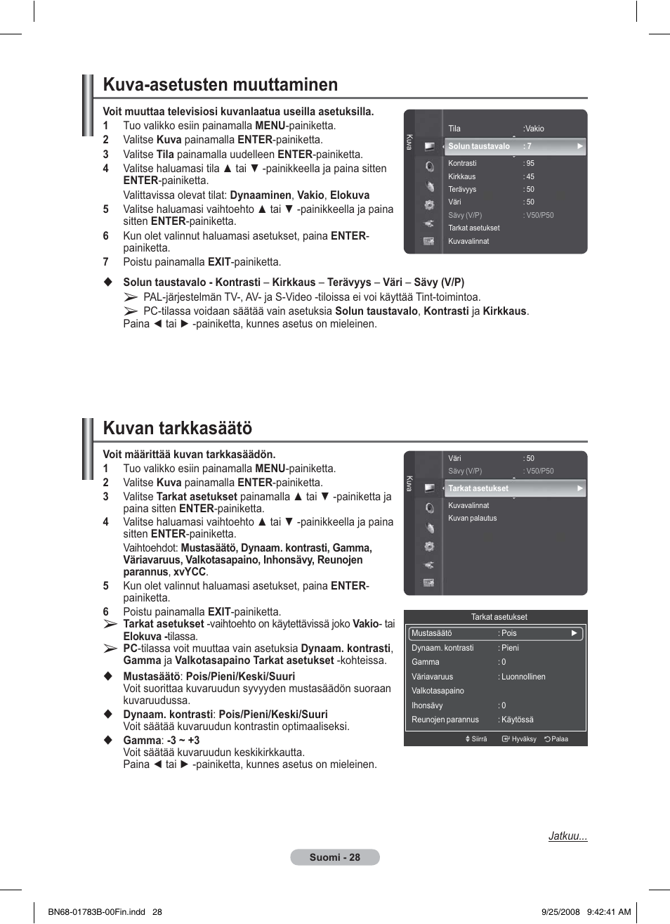 Kuva-asetusten muuttaminen, Kuvan tarkkasäätö | Samsung BN68-01783B-00 User Manual | Page 339 / 389