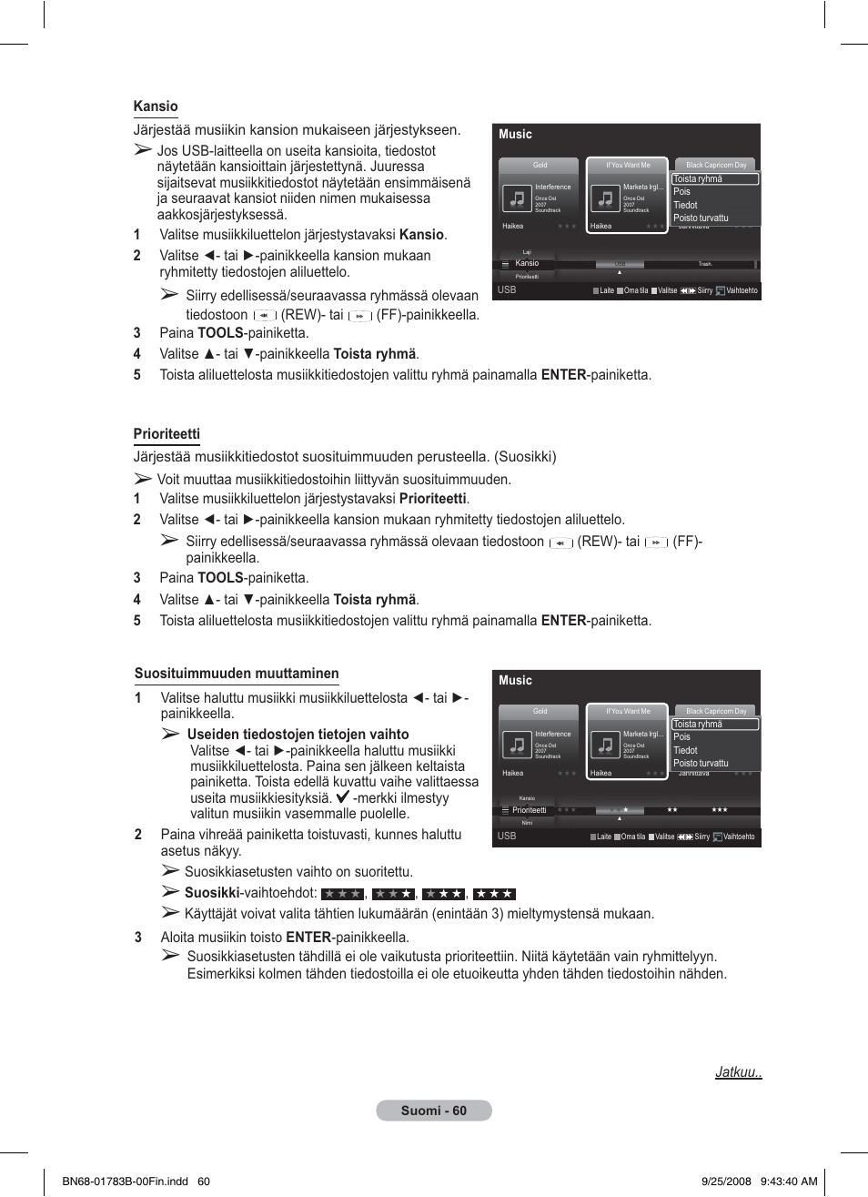 Suosikkiasetusten vaihto on suoritettu, Suosikki -vaihtoehdot | Samsung BN68-01783B-00 User Manual | Page 371 / 389