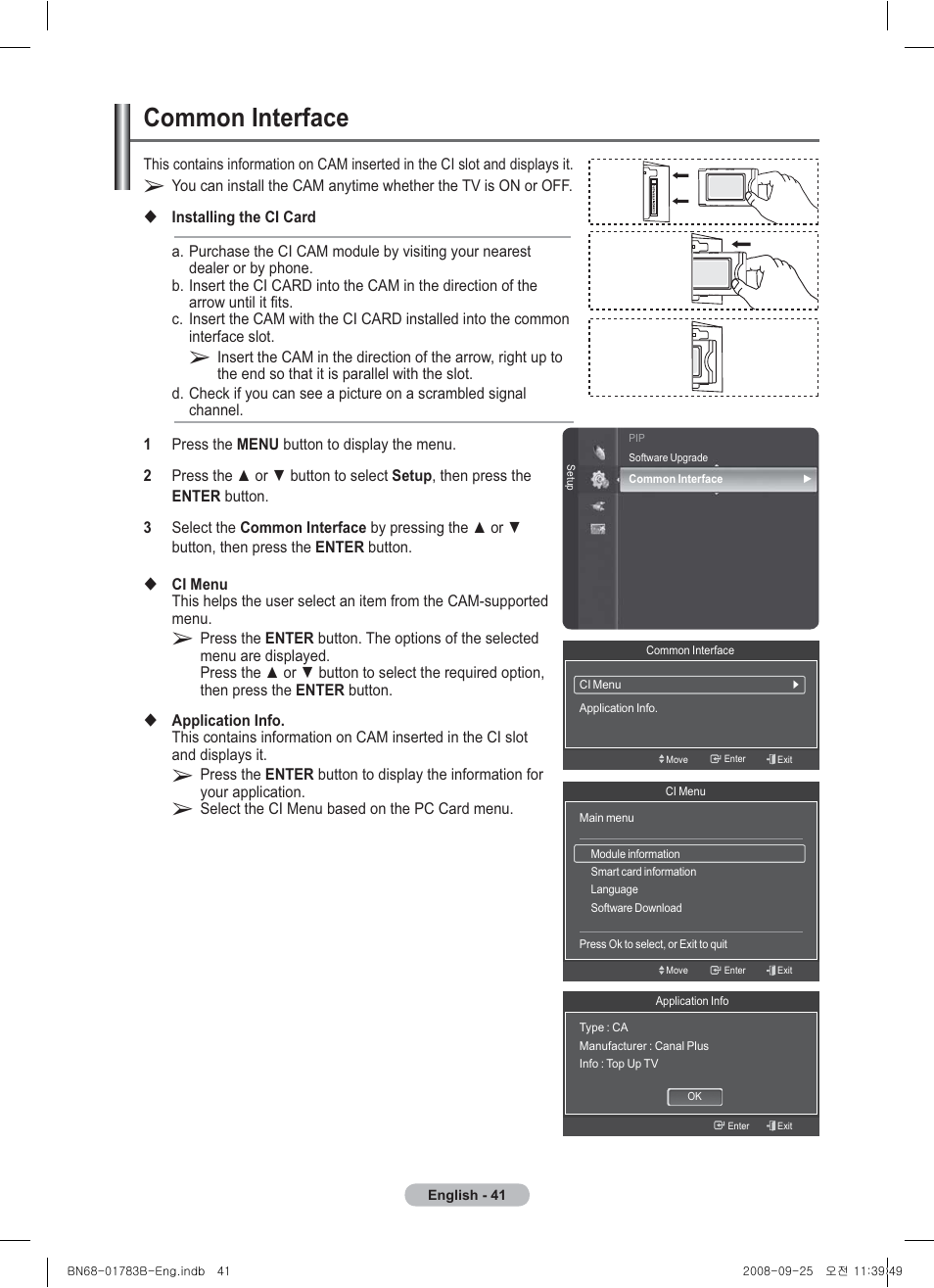 Common interface | Samsung BN68-01783B-00 User Manual | Page 41 / 389