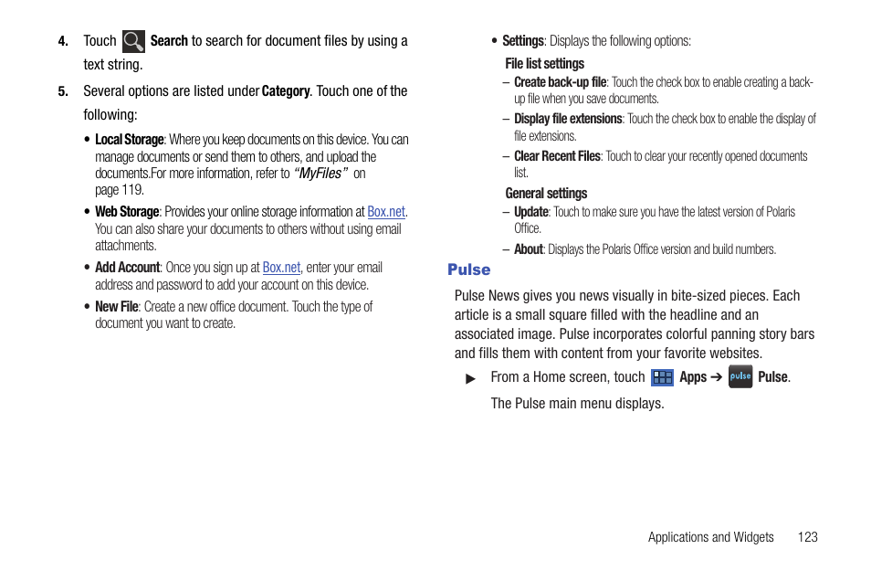 Pulse | Samsung Galaxy Tab 8.9 User Manual | Page 127 / 188