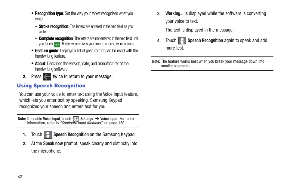 Using speech recognition | Samsung Galaxy Tab 8.9 User Manual | Page 46 / 188