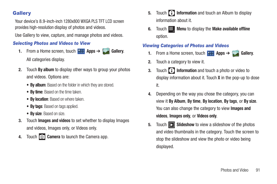 Gallery | Samsung Galaxy Tab 8.9 User Manual | Page 95 / 188