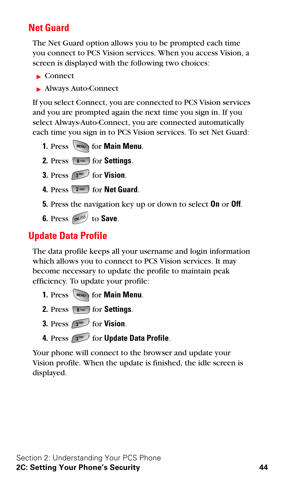 Net guard, Update data profile, Net guard update data profile | Samsung A600 User Manual | Page 54 / 186