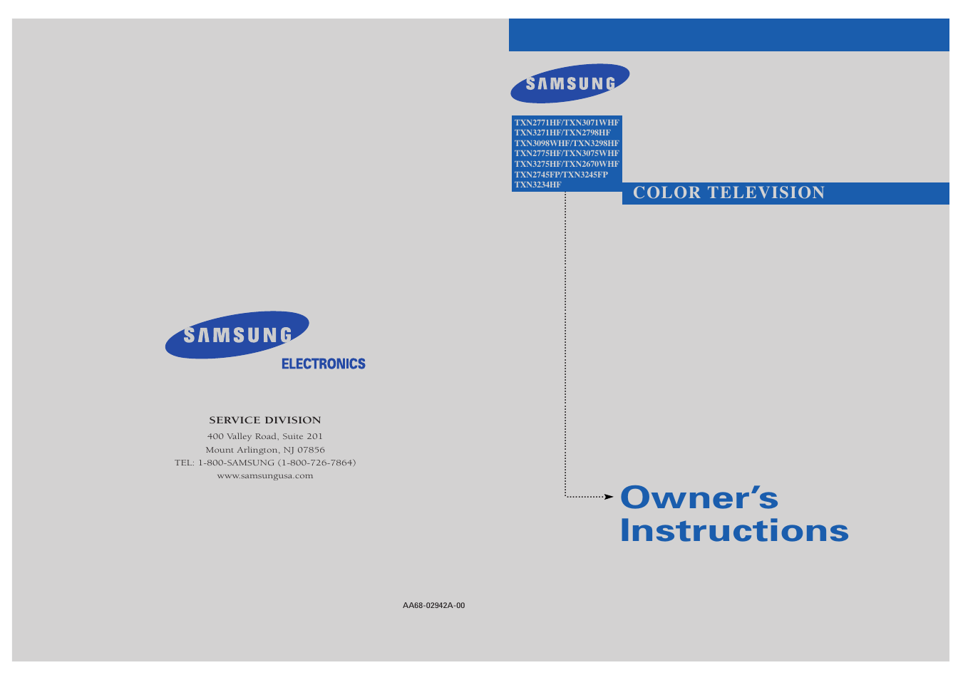 Samsung TXN2771HF/TXN3071WHF User Manual | 80 pages