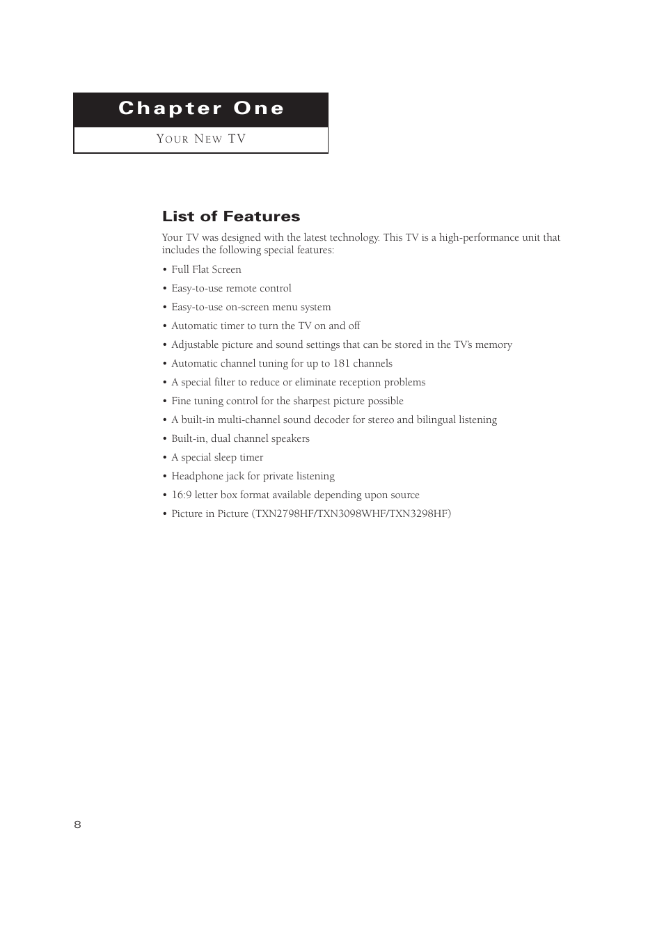 Samsung TXN2771HF/TXN3071WHF User Manual | Page 8 / 80