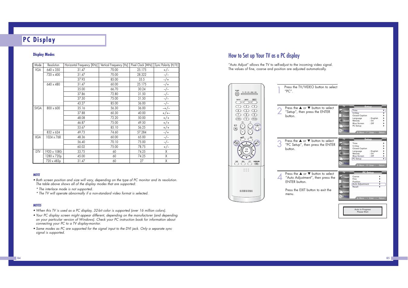 Pc display, How to set up your tv as a pc display | Samsung HLN617W1 User Manual | Page 43 / 48
