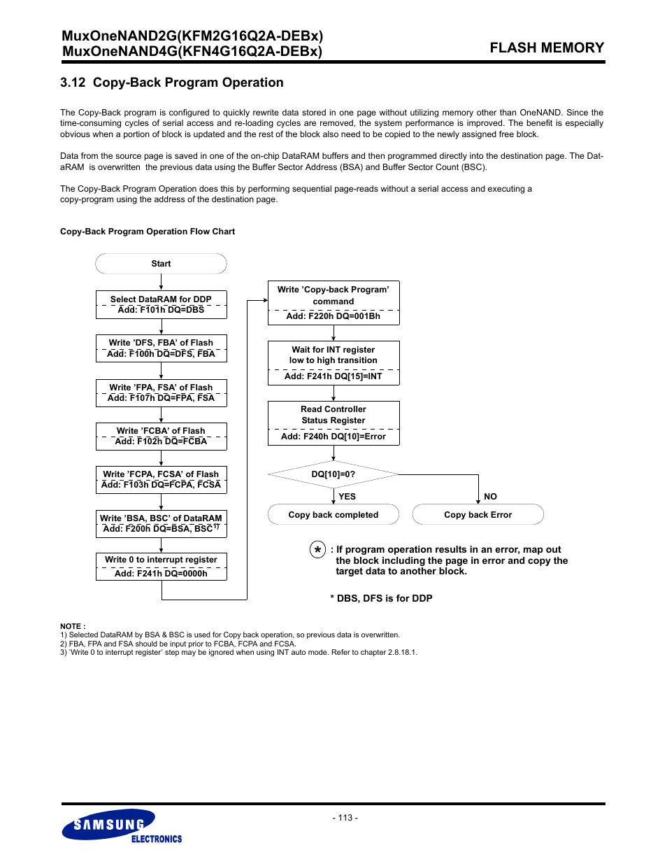 12 copy-back program operation | Samsung MUXONENAND A-DIE KFM2G16Q2A User Manual | Page 113 / 173