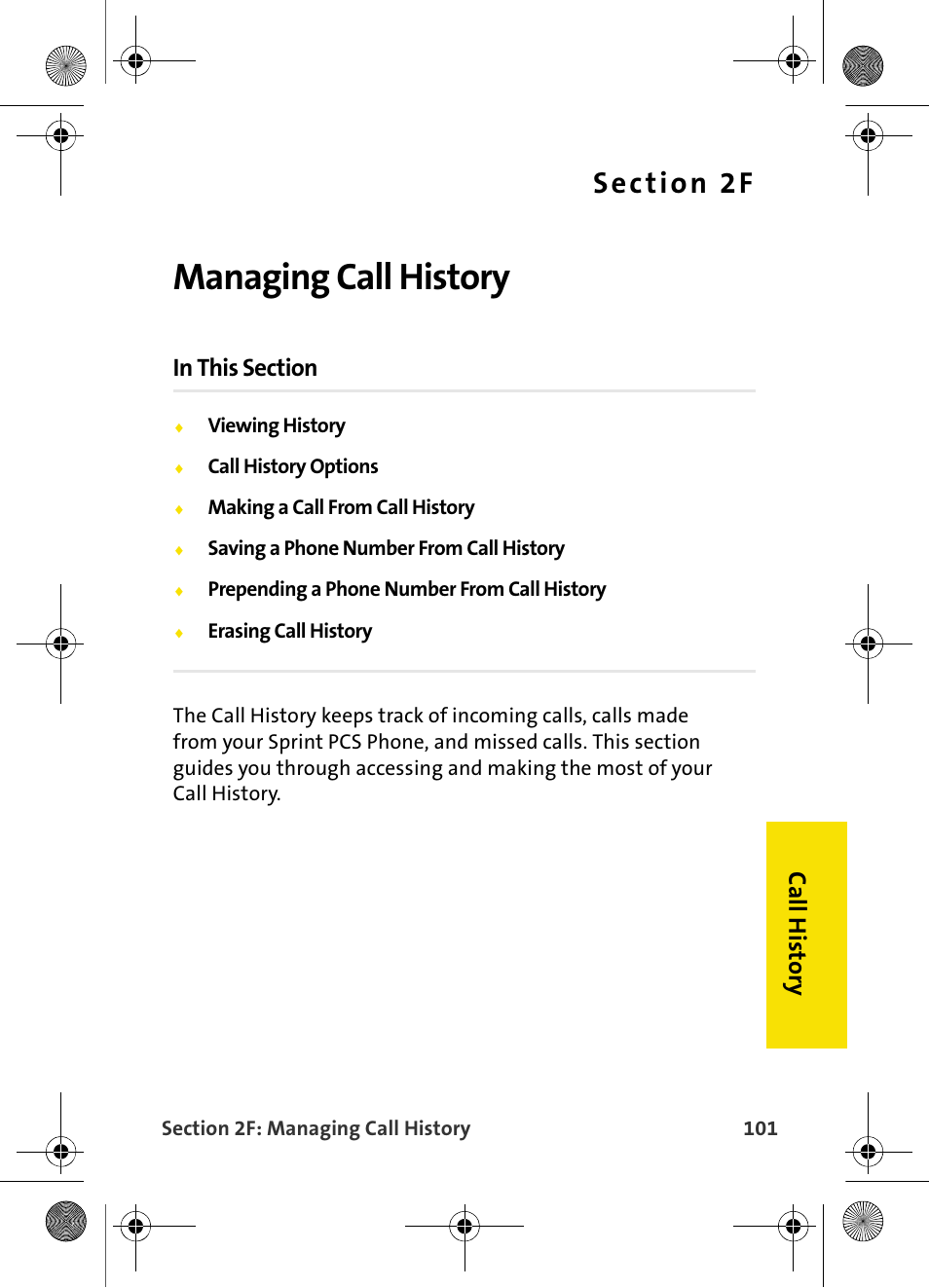 Managing call history, 2f. managing call history, Ca ll h is to ry | Samsung VI-A820 User Manual | Page 109 / 256