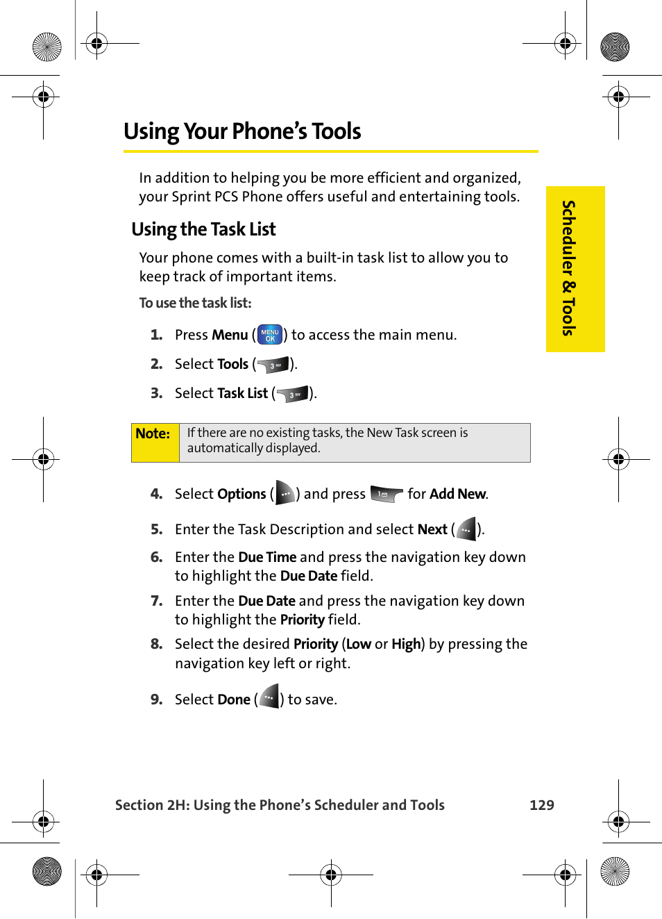 Using your phone’s tools, Using the task list | Samsung VI-A820 User Manual | Page 137 / 256