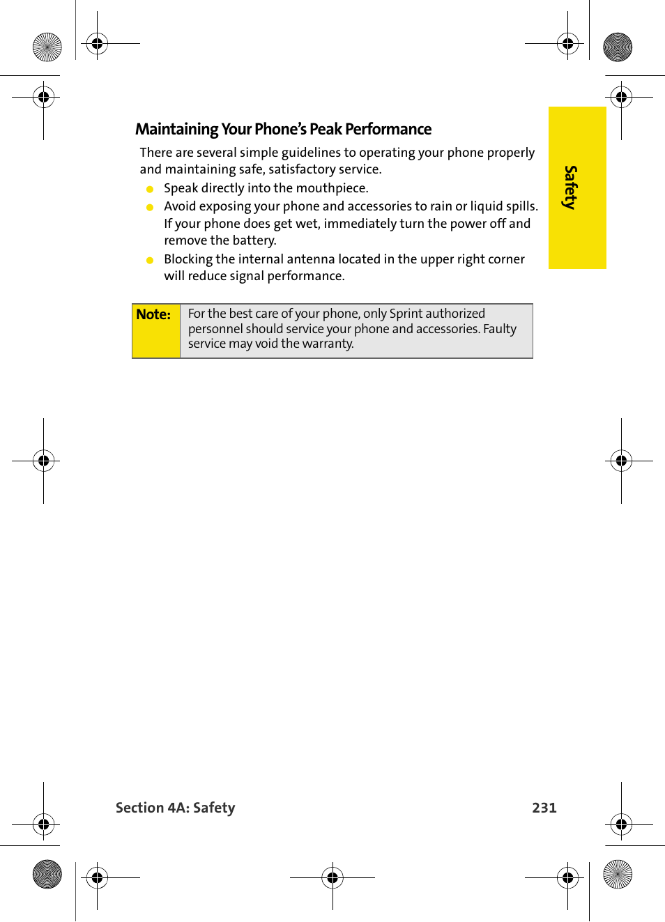 Saf ety maintaining your phone’s peak performance | Samsung VI-A820 User Manual | Page 239 / 256