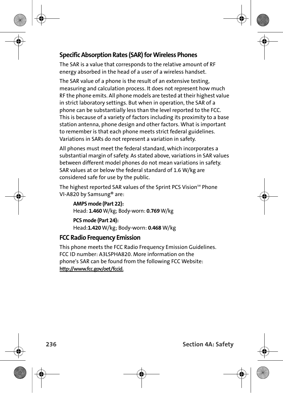 Fcc radio frequency emission | Samsung VI-A820 User Manual | Page 244 / 256