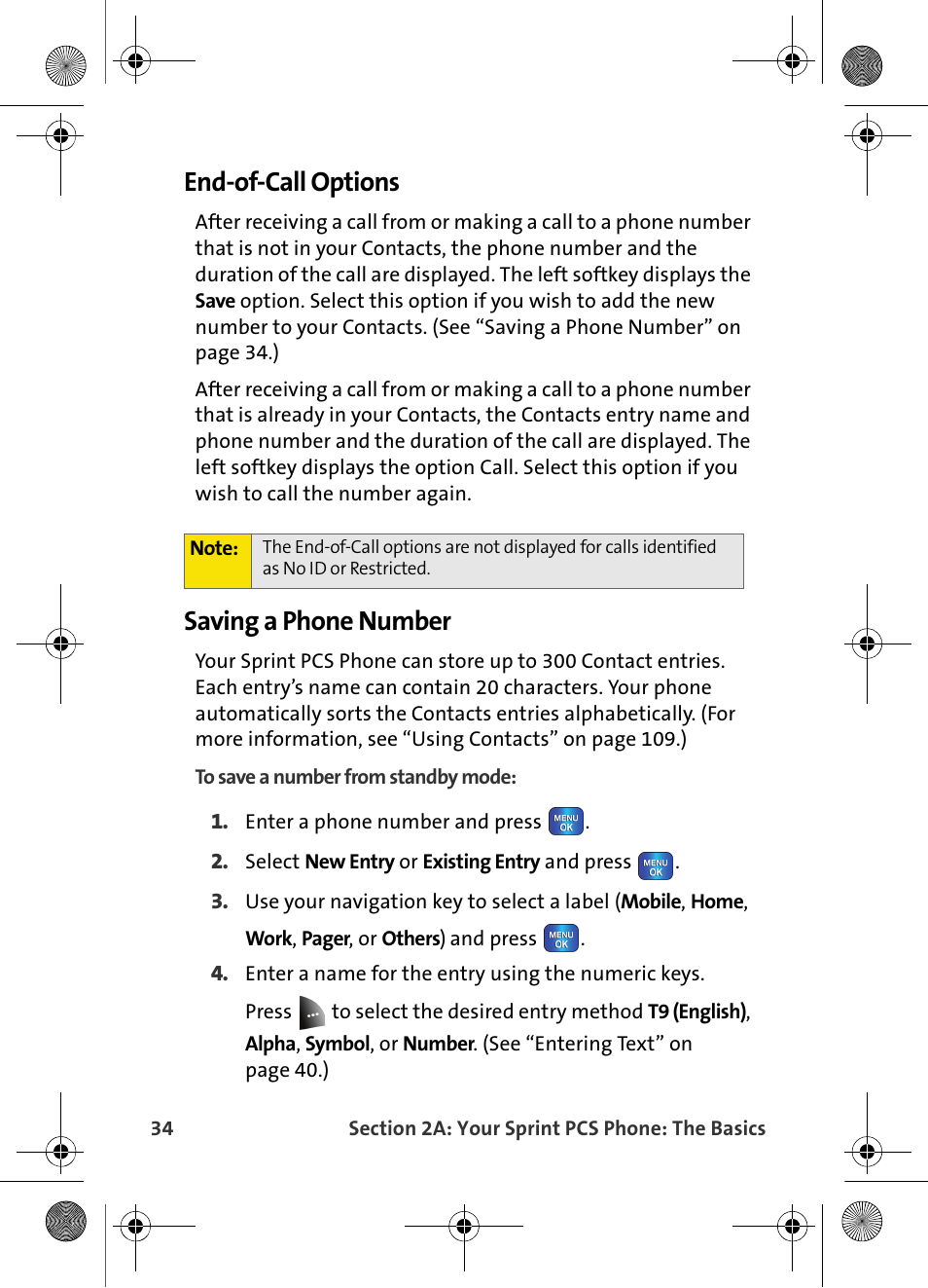 End-of-call options, Saving a phone number | Samsung VI-A820 User Manual | Page 42 / 256