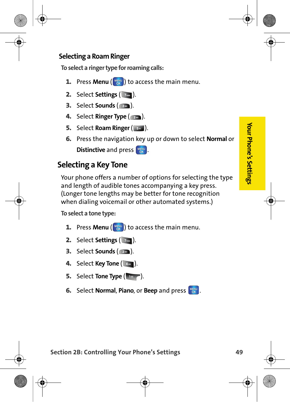 Selecting a key tone | Samsung VI-A820 User Manual | Page 57 / 256