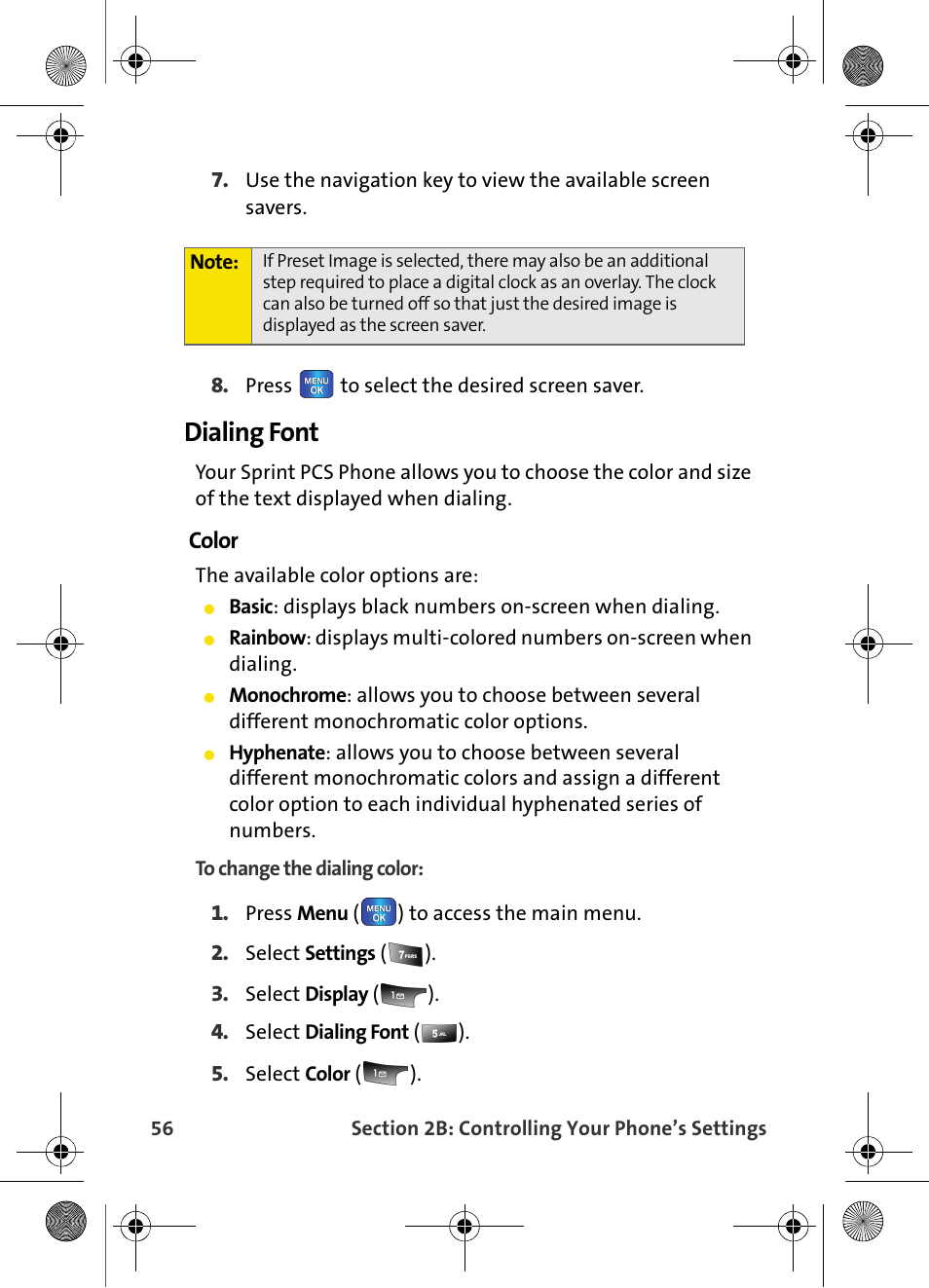 Dialing font, Color | Samsung VI-A820 User Manual | Page 64 / 256