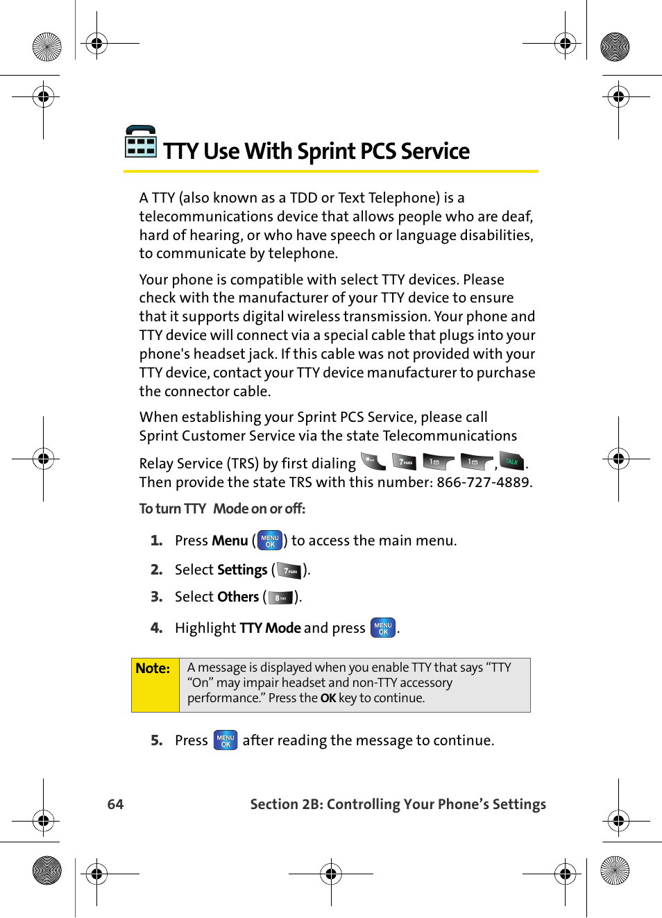 Tty use with sprint pcs service | Samsung VI-A820 User Manual | Page 72 / 256