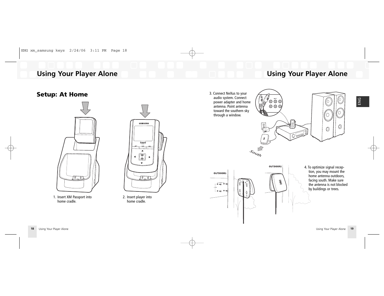 Setup: at home, Using your player alone | Samsung NeXus 25 User Manual | Page 10 / 40
