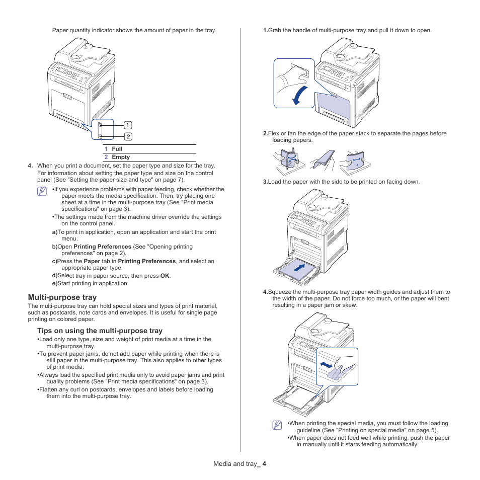 Multi-purpose tray | Samsung CLX-6220 User Manual | Page 46 / 155