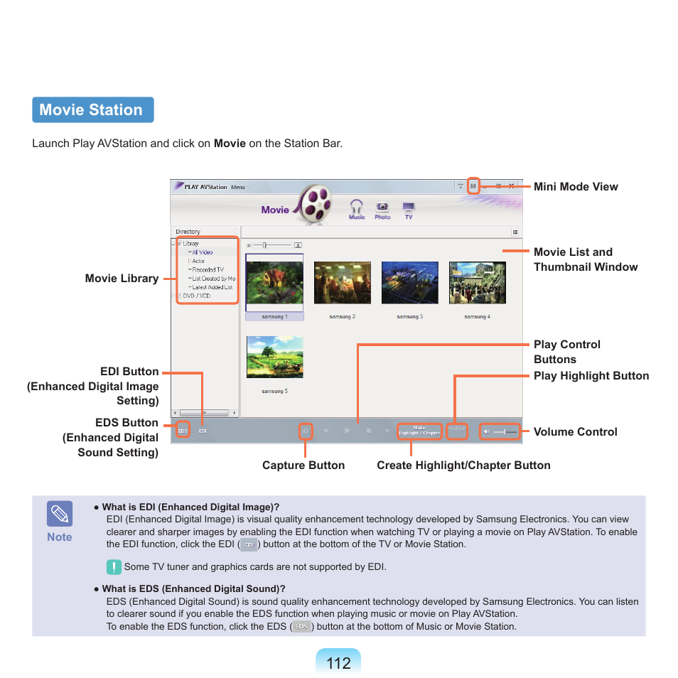 Movie station | Samsung X22 User Manual | Page 113 / 197